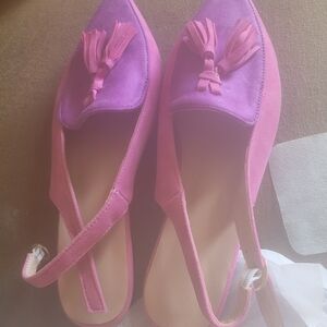 Women's Pink Tassel Slingback Loafers
